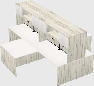 Quad l-shaped office desks