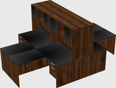 Quad l-shaped office desks