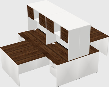 Quad l-shaped office desks