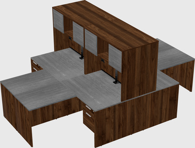 Quad l-shaped office desks