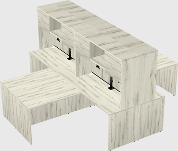 Quad l-shaped office desks