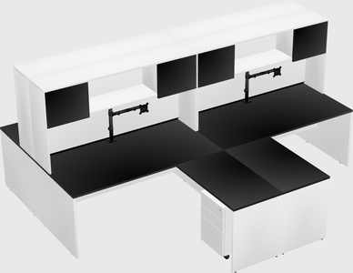 Quad l-shaped office desks