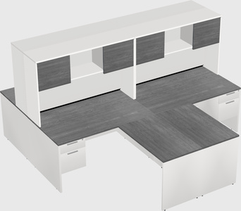 Quad l-shaped office desks