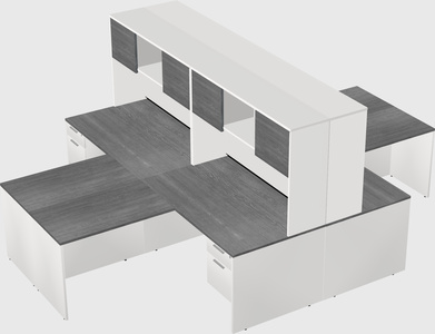 Quad l-shaped office desks