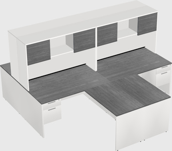 Quad l-shaped office desks