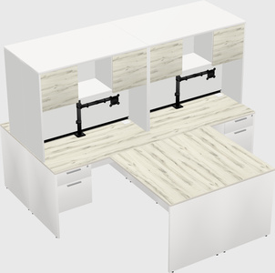 Quad l-shaped office desks