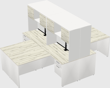 Quad l-shaped office desks