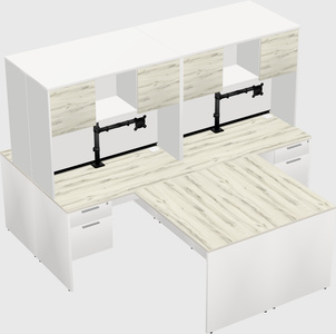 Quad l-shaped office desks