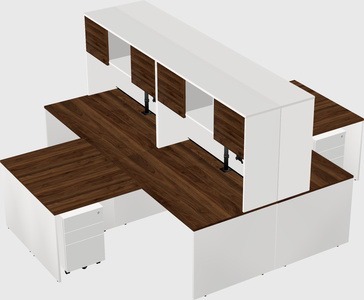Quad l-shaped office desks
