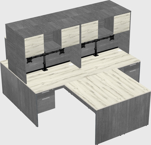 Quad l-shaped office desks