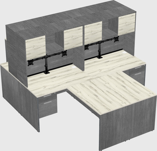 Quad l-shaped office desks
