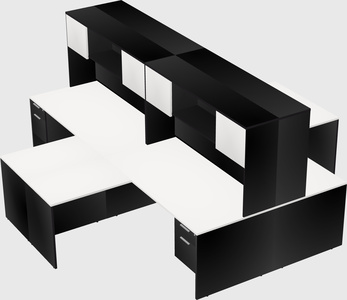 Quad l-shaped office desks