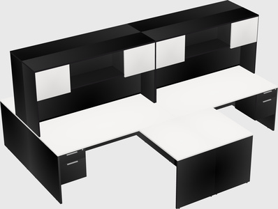 Quad l-shaped office desks