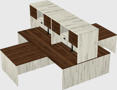 Quad l-shaped office desks