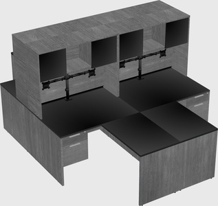Quad l-shaped office desks