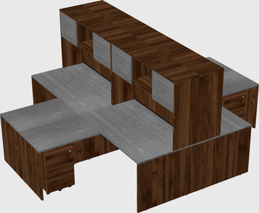 Quad l-shaped office desks