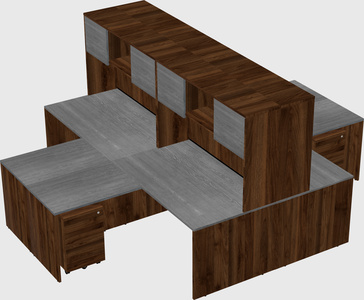 Quad l-shaped office desks