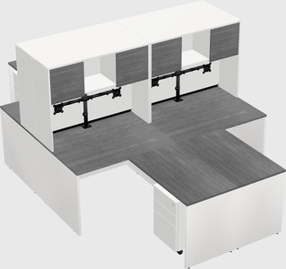 Quad l-shaped office desks