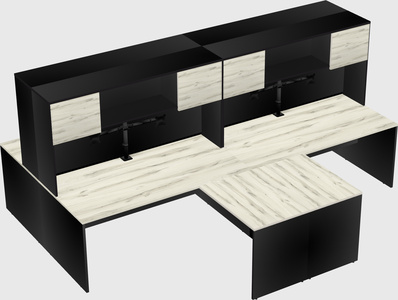 Bureaux de bureau quadruples en forme de l