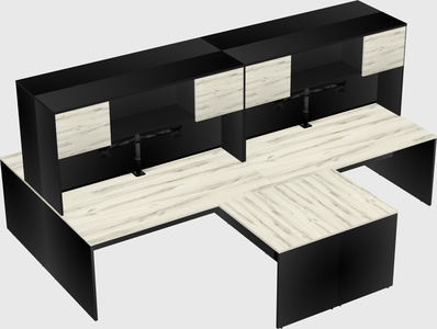 Quad l-shaped office desks