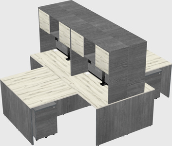 Quad l-shaped office desks