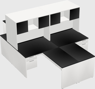 Quad l-shaped office desks