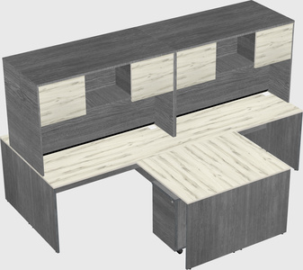 Quad l-shaped office desks