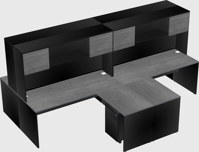 Quad l-shaped office desks