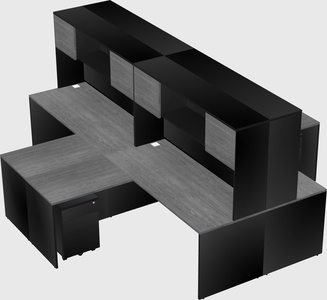 Quad l-shaped office desks