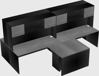 Quad l-shaped office desks