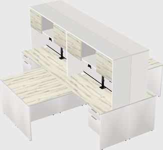 Quad l-shaped office desks