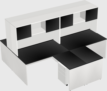Quad l-shaped office desks