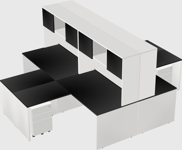 Quad l-shaped office desks