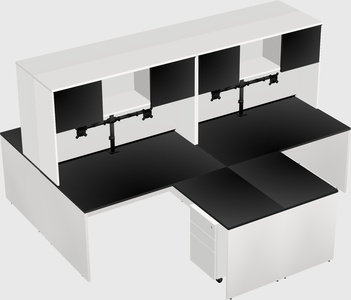 Quad l-shaped office desks