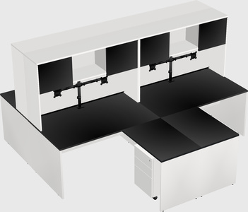Quad l-shaped office desks