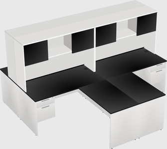Quad l-shaped office desks