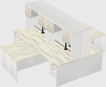 Quad l-shaped office desks