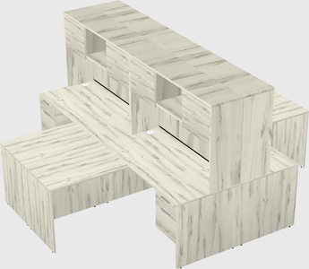 Quad l-shaped office desks