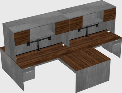 Quad l-shaped office desks
