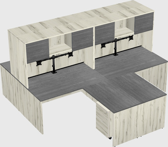 Quad l-shaped office desks