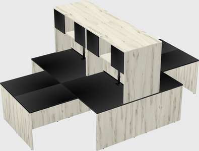 Quad l-shaped office desks