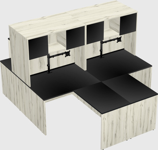 Quad l-shaped office desks