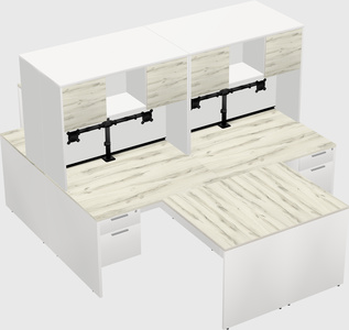 Quad l-shaped office desks