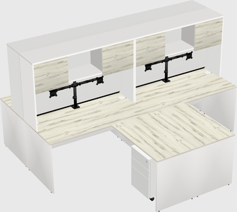 Quad l-shaped office desks