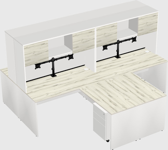 Quad l-shaped office desks