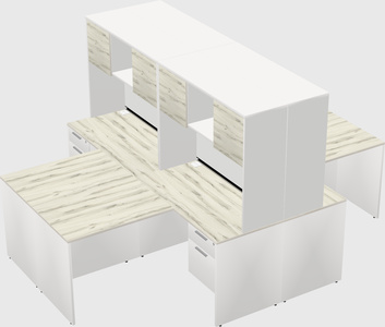 Quad l-shaped office desks