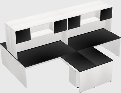Quad l-shaped office desks