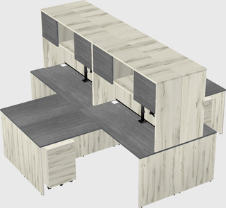Quad l-shaped office desks
