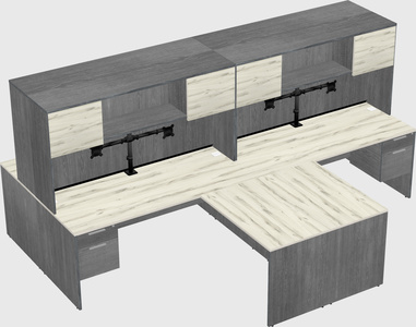 Quad l-shaped office desks