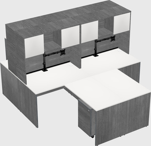 Quad l-shaped office desks